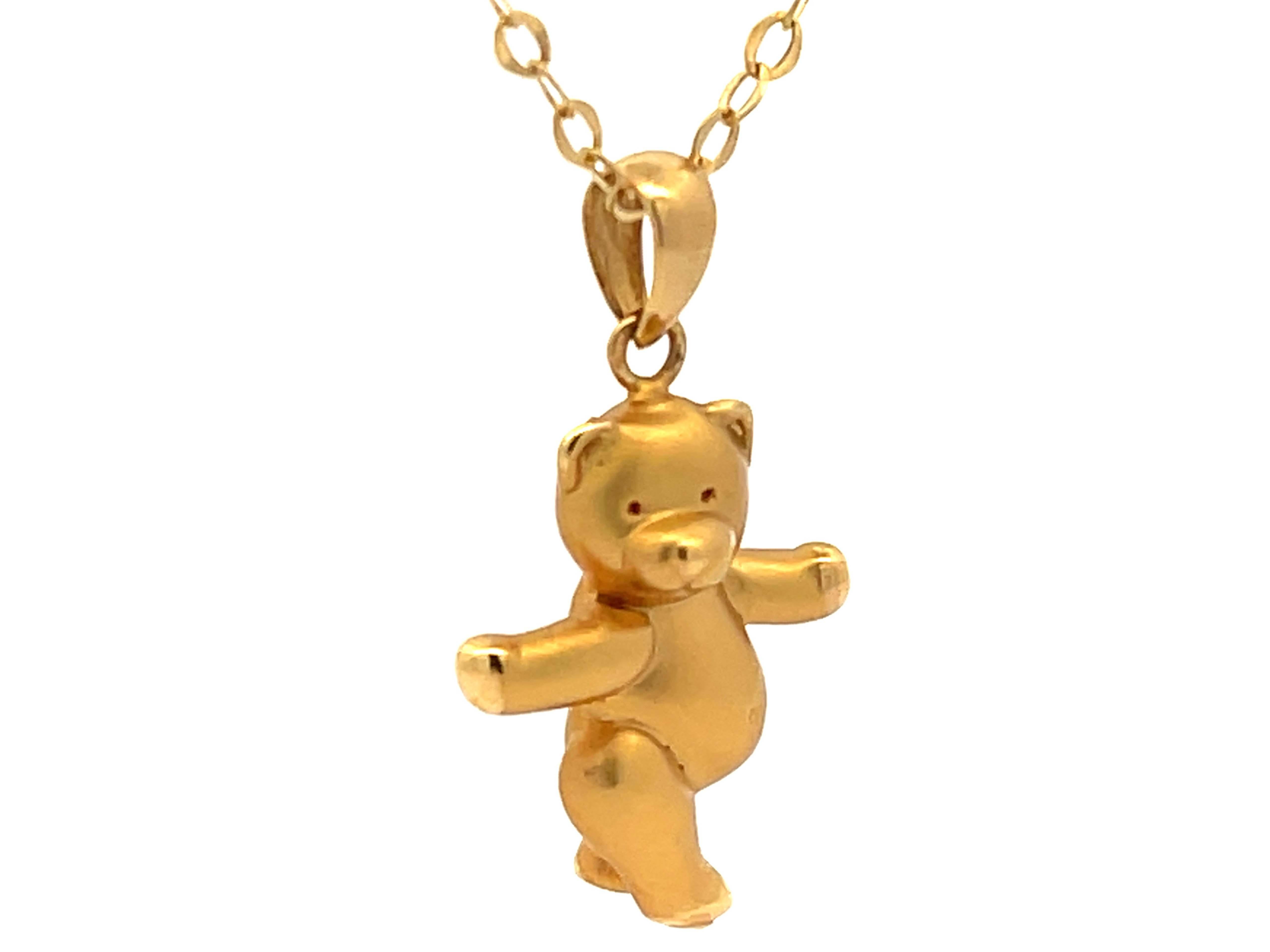 teddy bear necklace gold