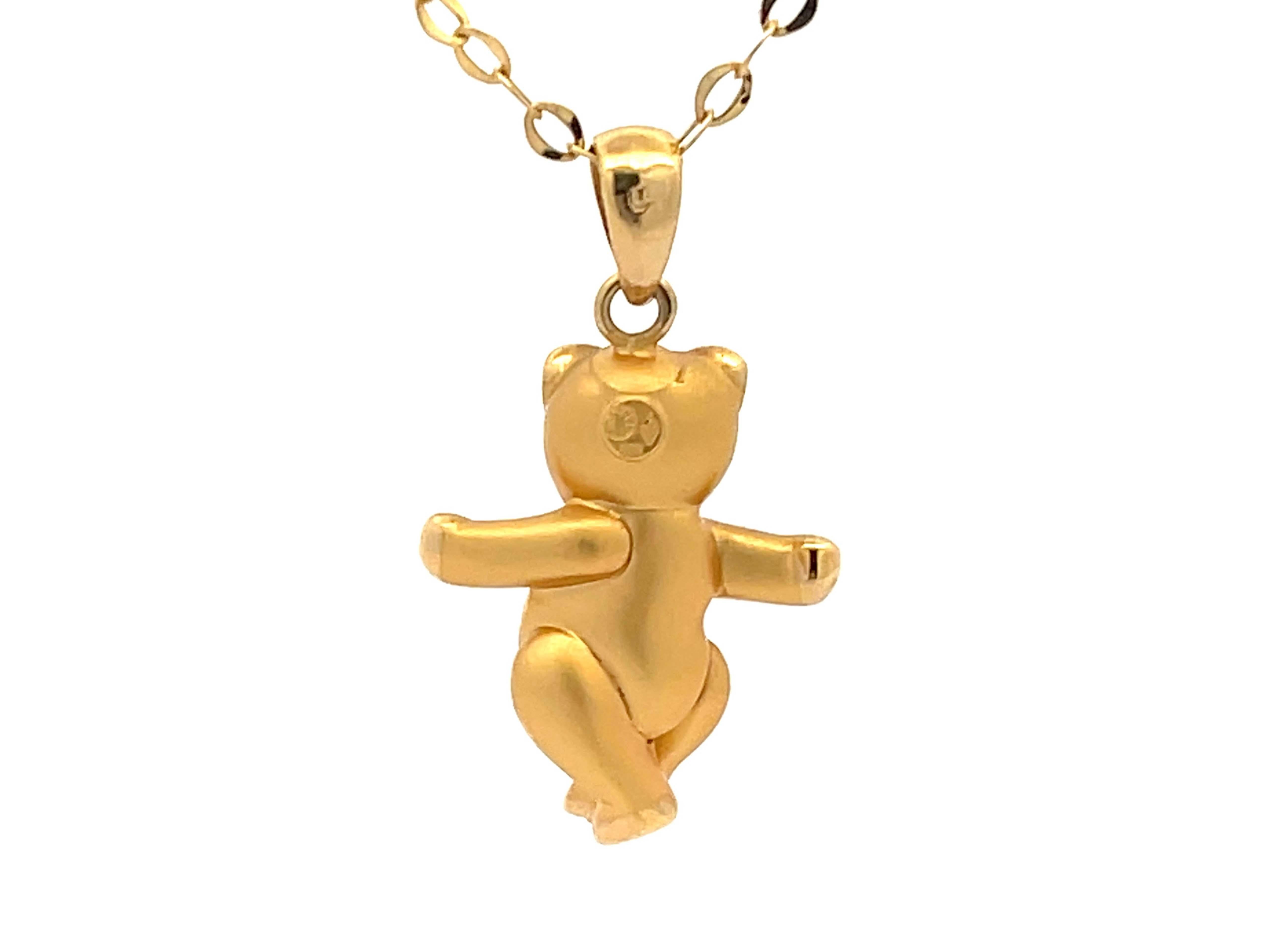Modern French Designer Teddy Bear Necklace in 18k Yellow Gold For Sale