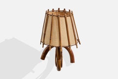 French Designer, Wall Light, Bamboo, Rattan, Paper, France, 1970s