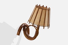 French Designer, Wall Light, Bamboo, Rattan, Paper, France, 1970s