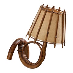 French Designer, Wall Light, Bamboo, Rattan, Paper, France, 1970s