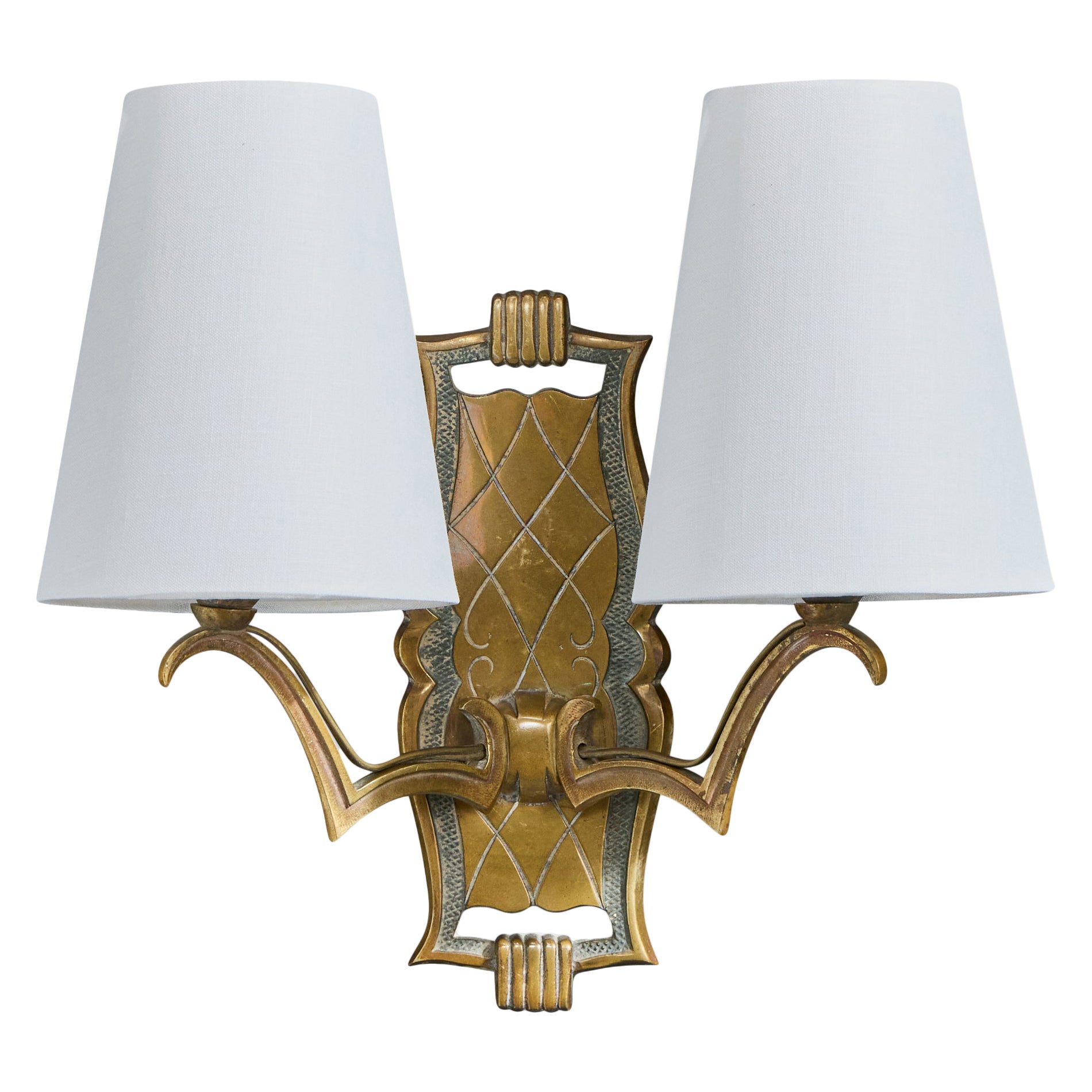 Diseñador francés, Aplique, Latón, Tela, Francia, Década de 1930