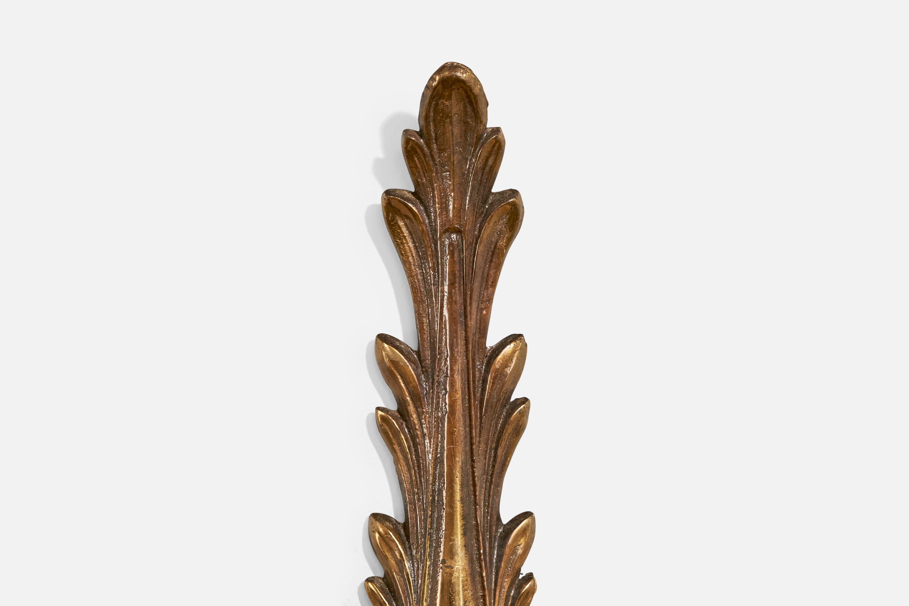 French Designer, Wall Light, Brass, Fabric, France, 1940s For Sale 1