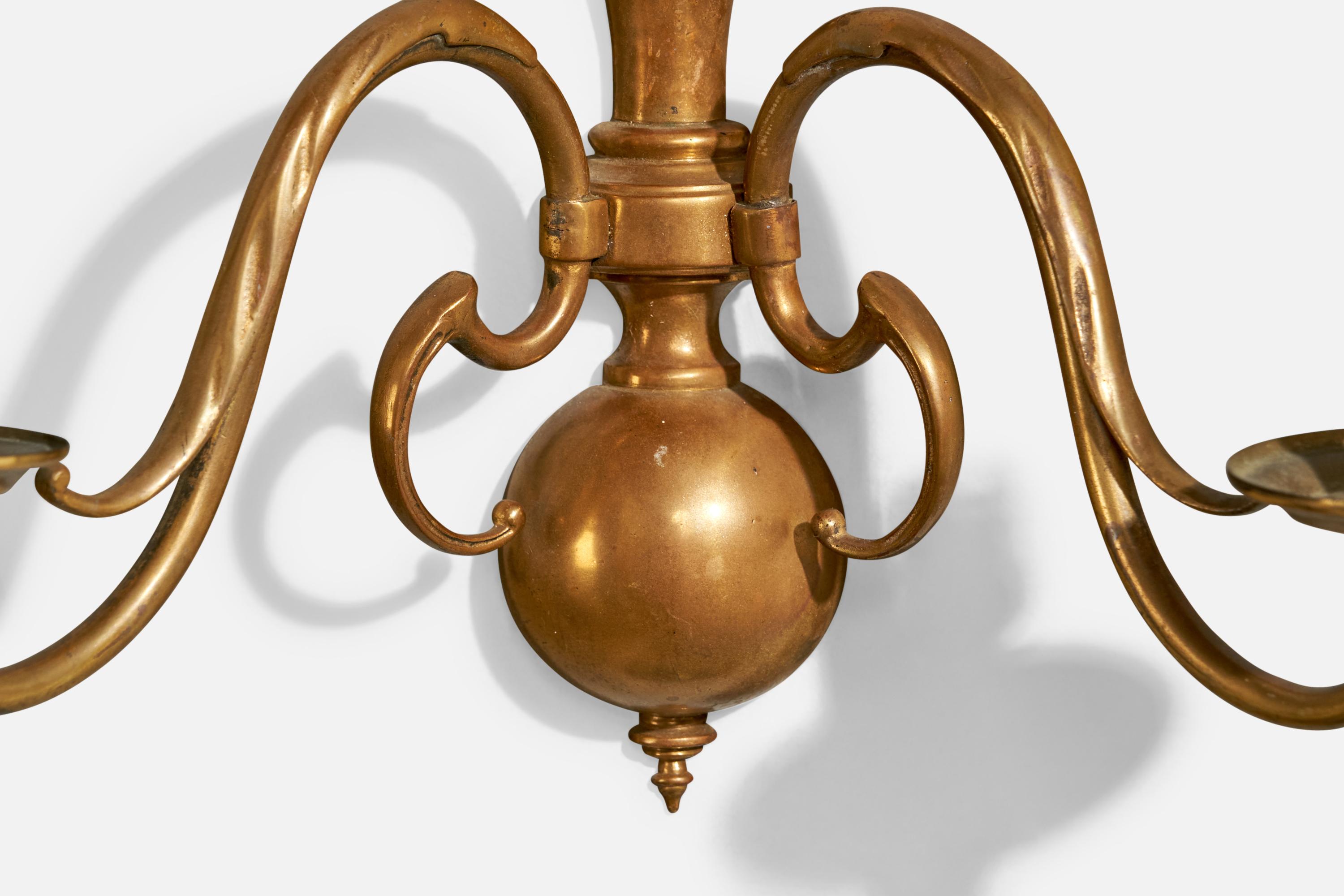 Designer francese, lampada da parete, ottone, tessuto, Francia, anni '1950 in vendita 2