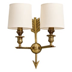 French Designer, Wall Light, Brass, France, 1950s