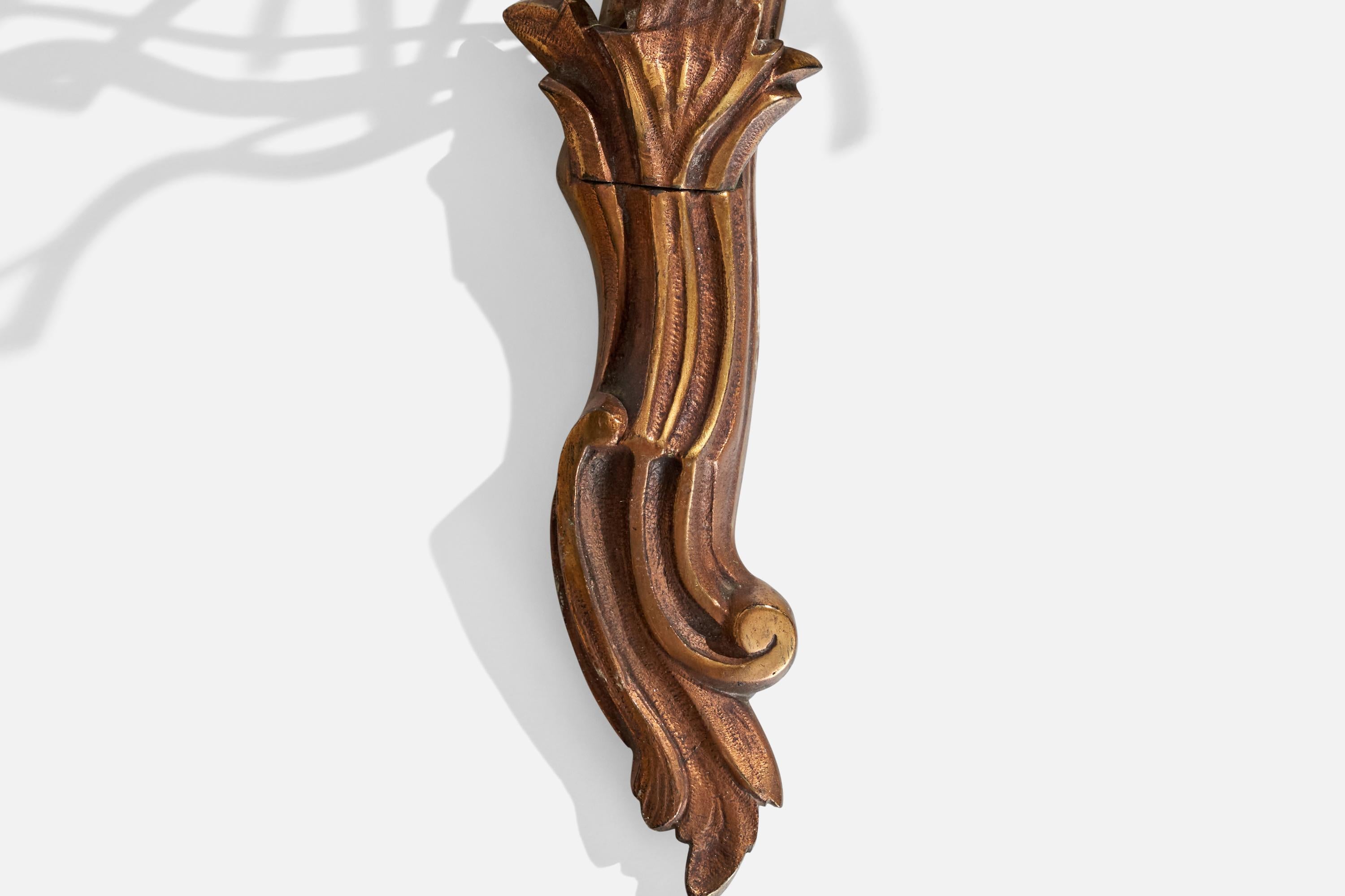 French Designer, Wall Light, Brass, Glass, France, 1930s For Sale 3