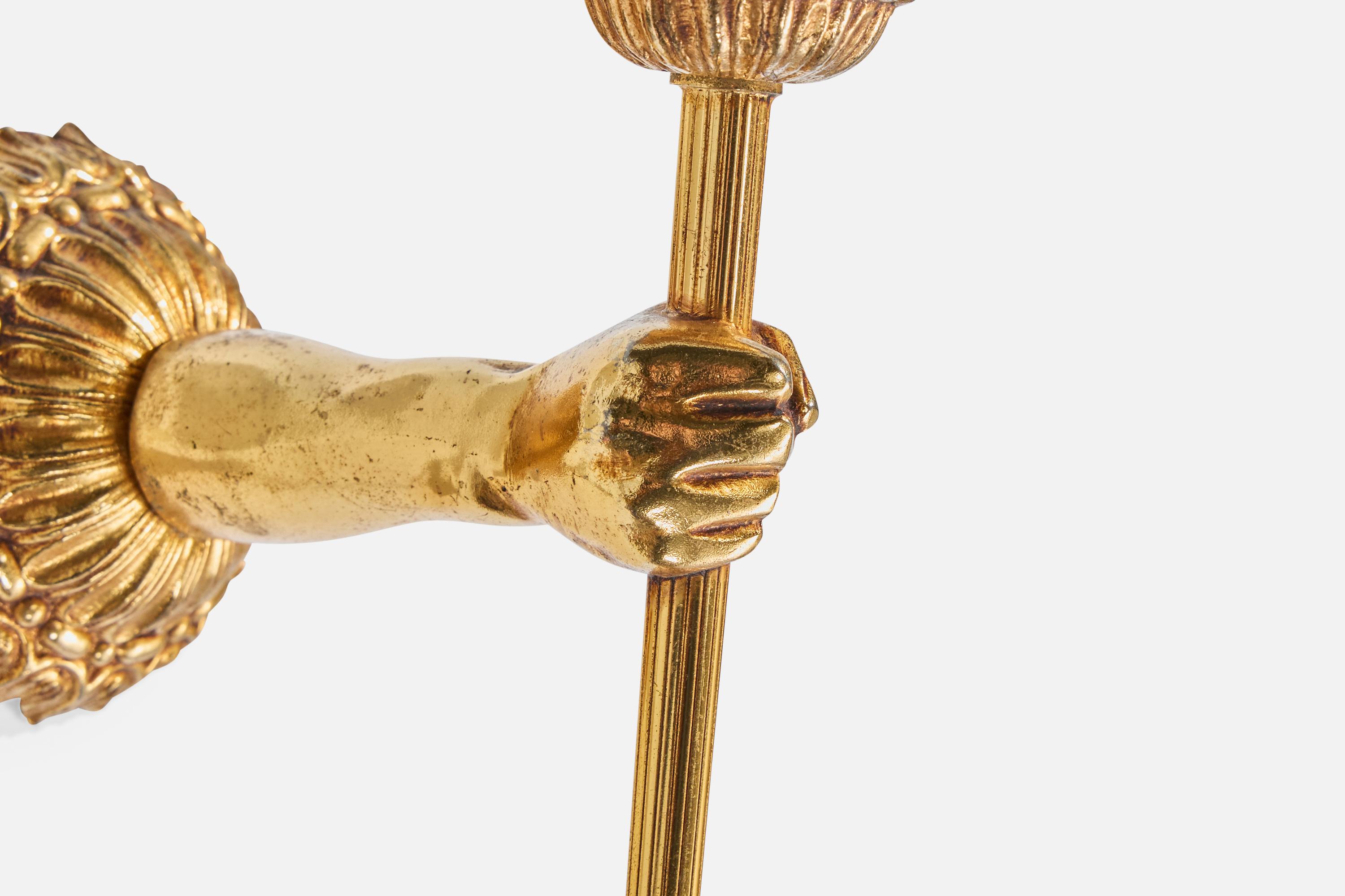 Diseñador francés, Aplique, Latón, Cristal, Francia, Años 1950 mediados del siglo XX en venta