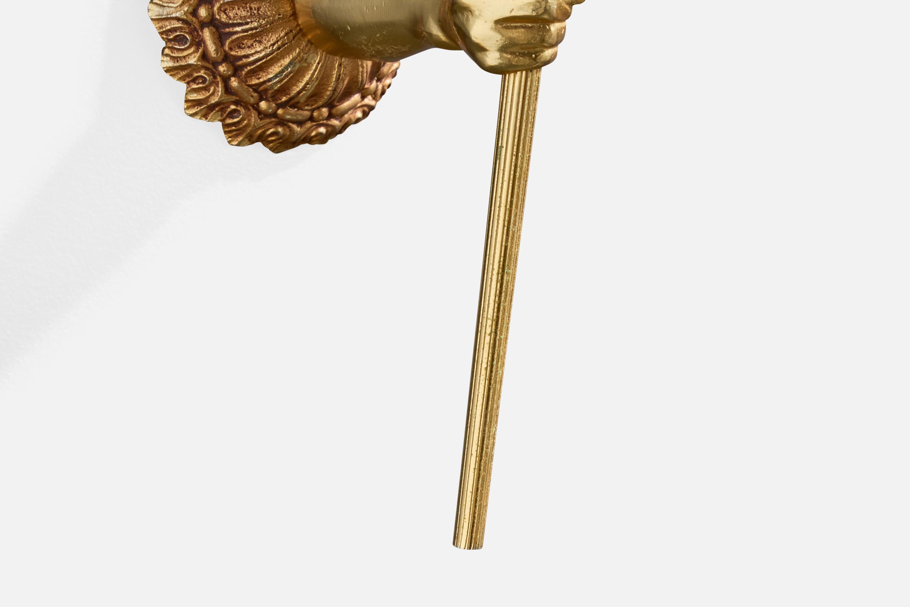 Diseñador francés, Aplique, Latón, Cristal, Francia, Años 1950 en venta 2