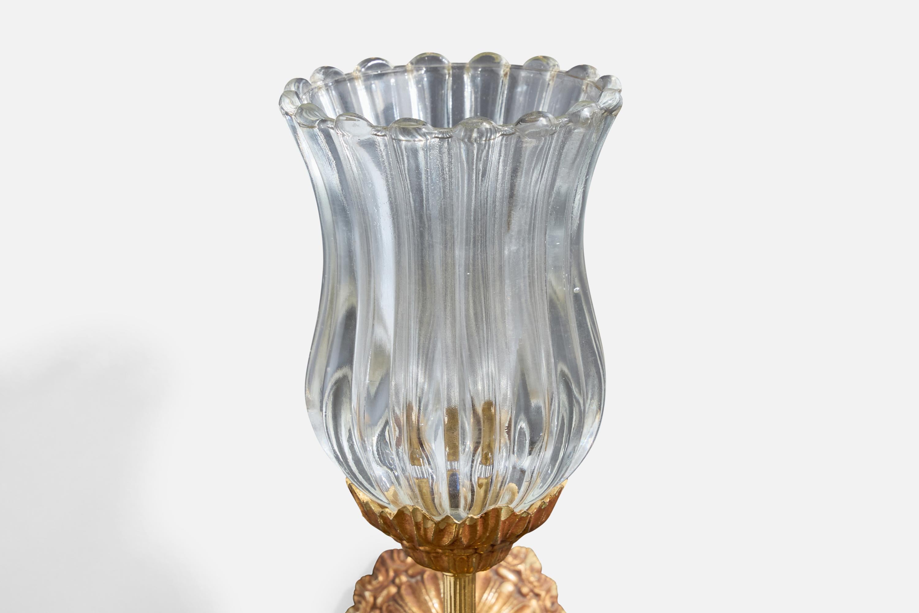 Diseñador francés, Aplique, Latón, Cristal, Francia, Años 1950 en venta 3