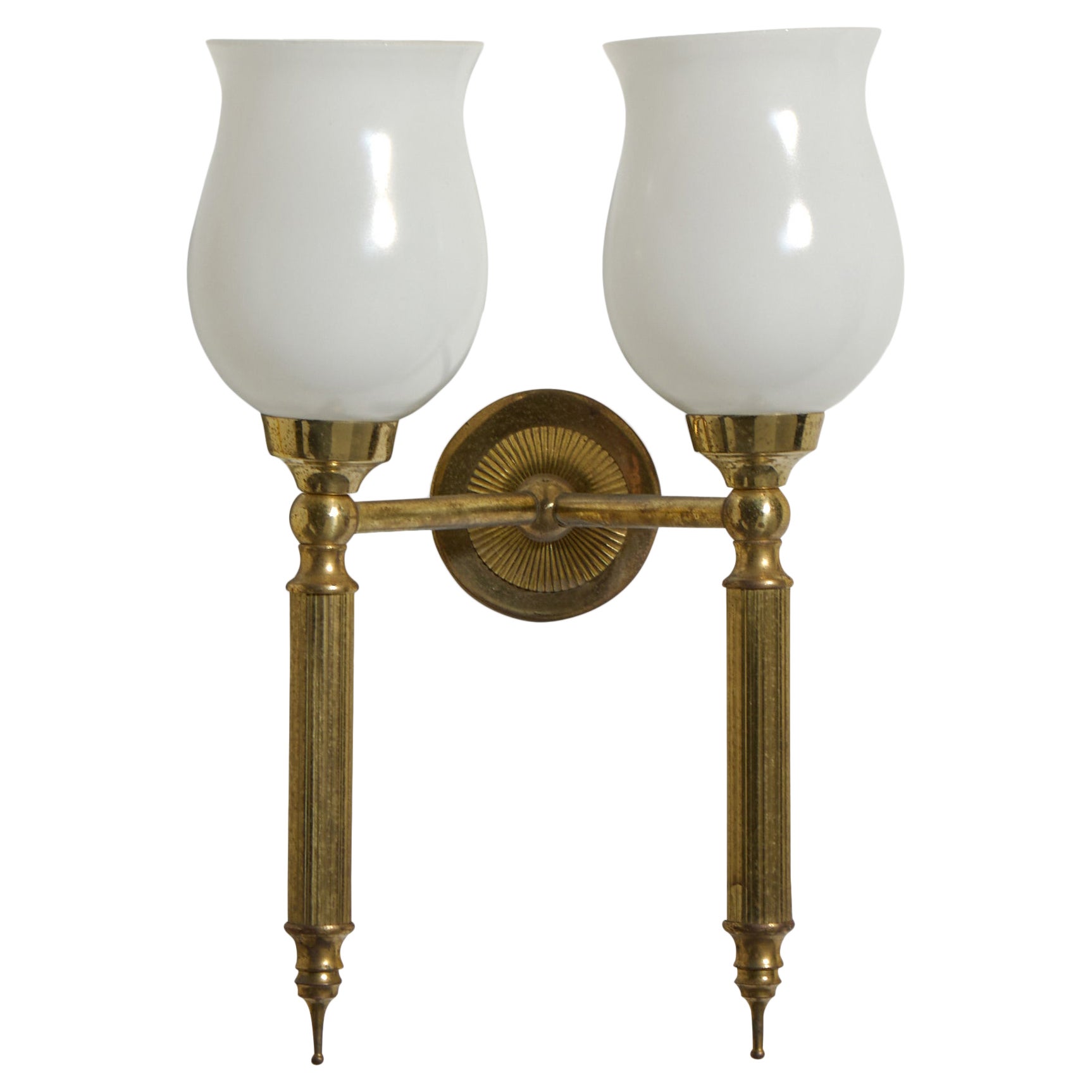 Diseñador francés, Aplique, Latón, Cristal, Francia, Años 1960