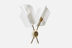 French Designer, Wall Light, Brass, Metal, Acrylic, France, 1950s