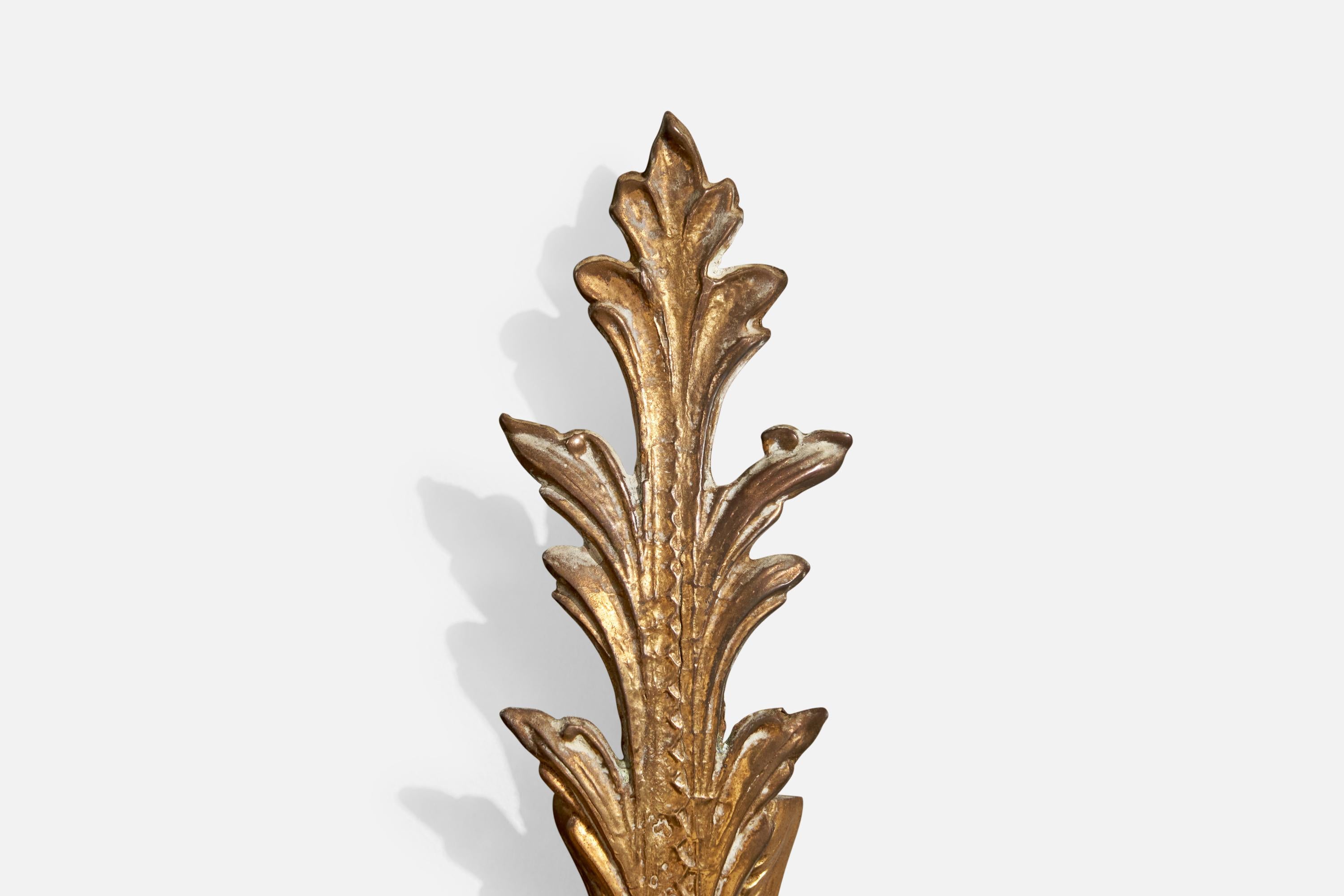 French Designer, Wall Light, Brass, Metal, Fabric, 1940s For Sale 3