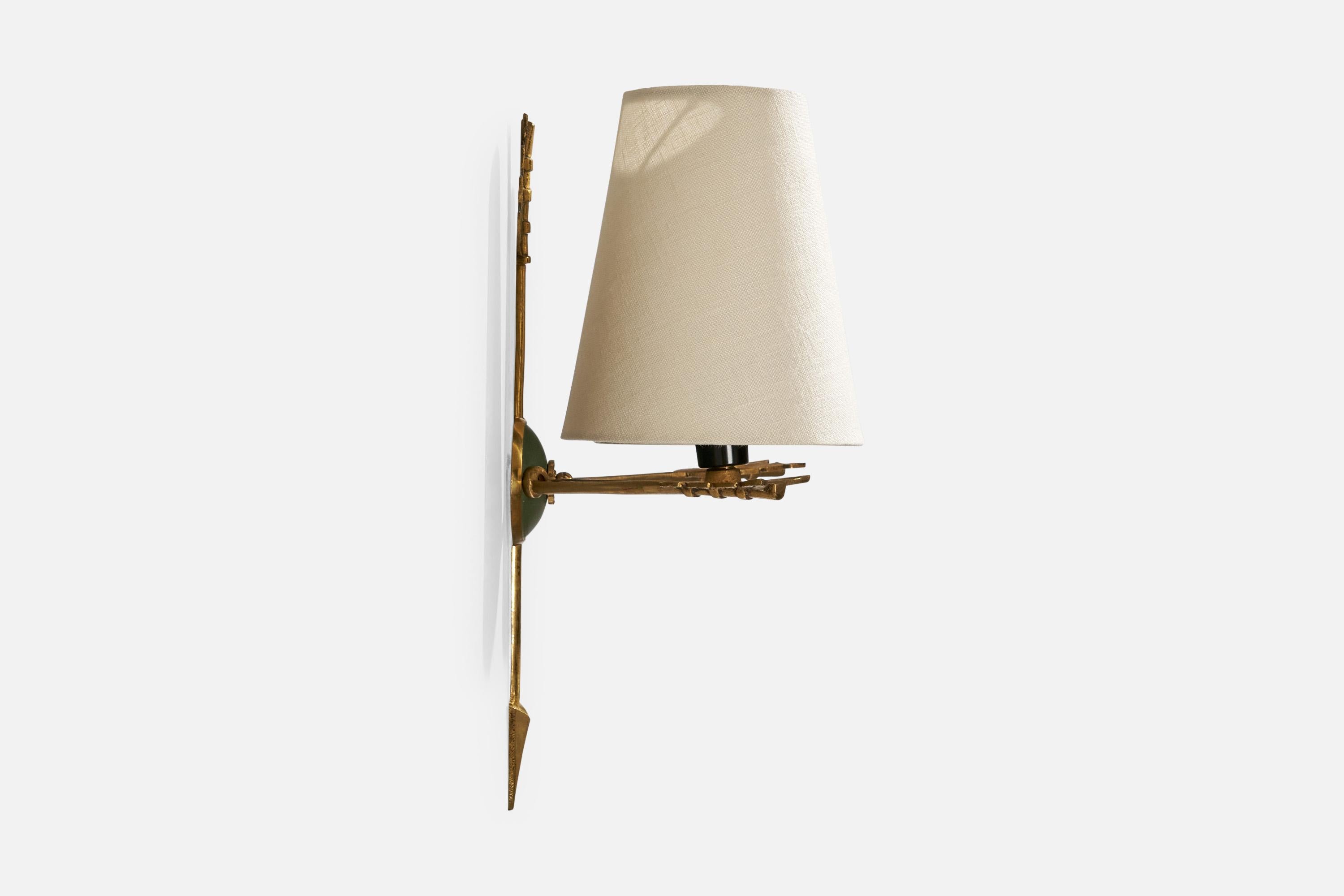 Design/One, Design-Light, laiton, métal, tissu, France, années 1950 Bon état - En vente à High Point, NC