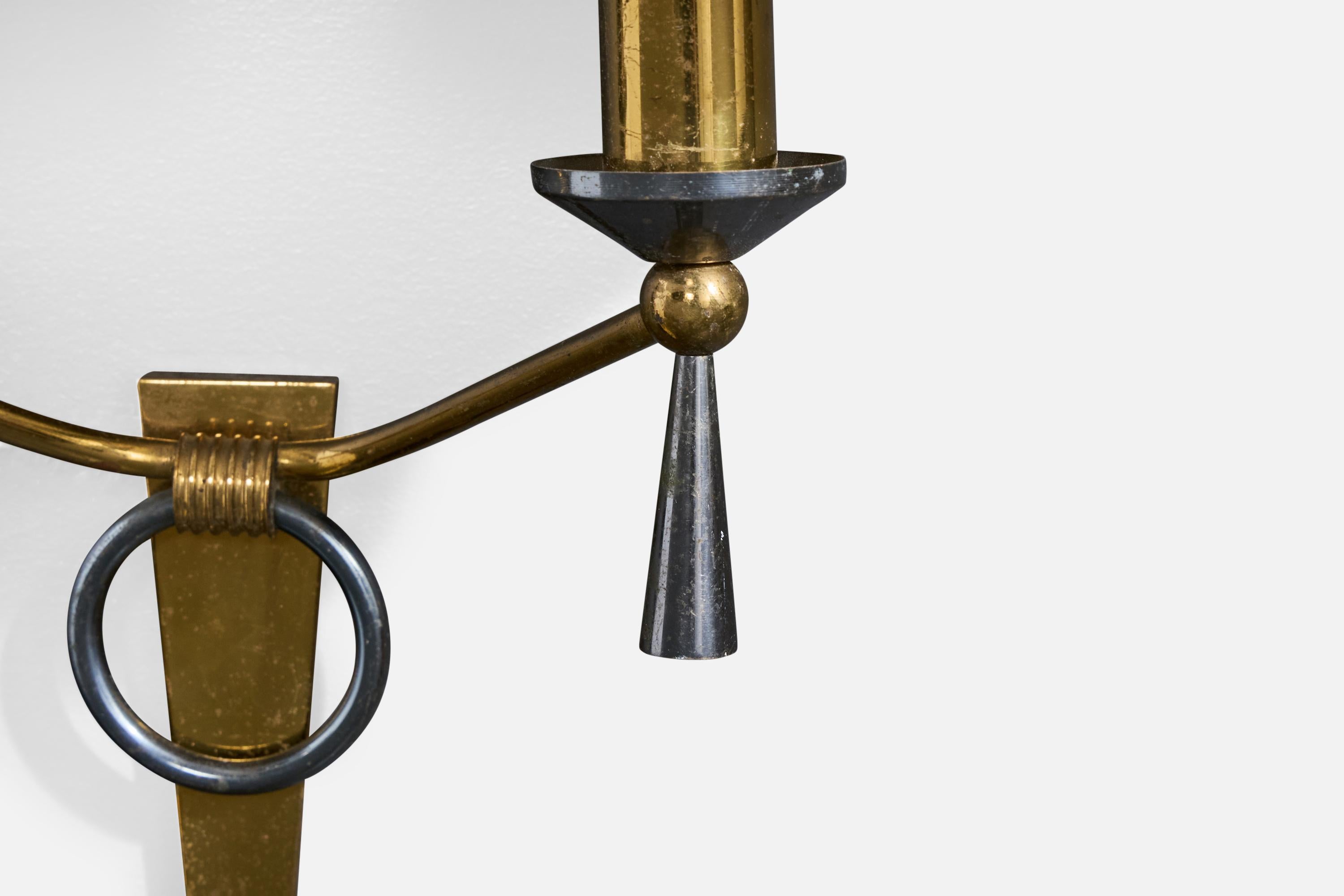 Design/One, Design-Light, laiton, métal, tissu, France, années 1950 en vente 1