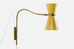 French Designer, Wall Light, Brass, Metal, France, 1950s