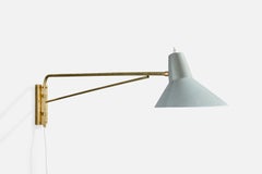 French Designer, Wall Light, Brass, Metal, France, 1950s