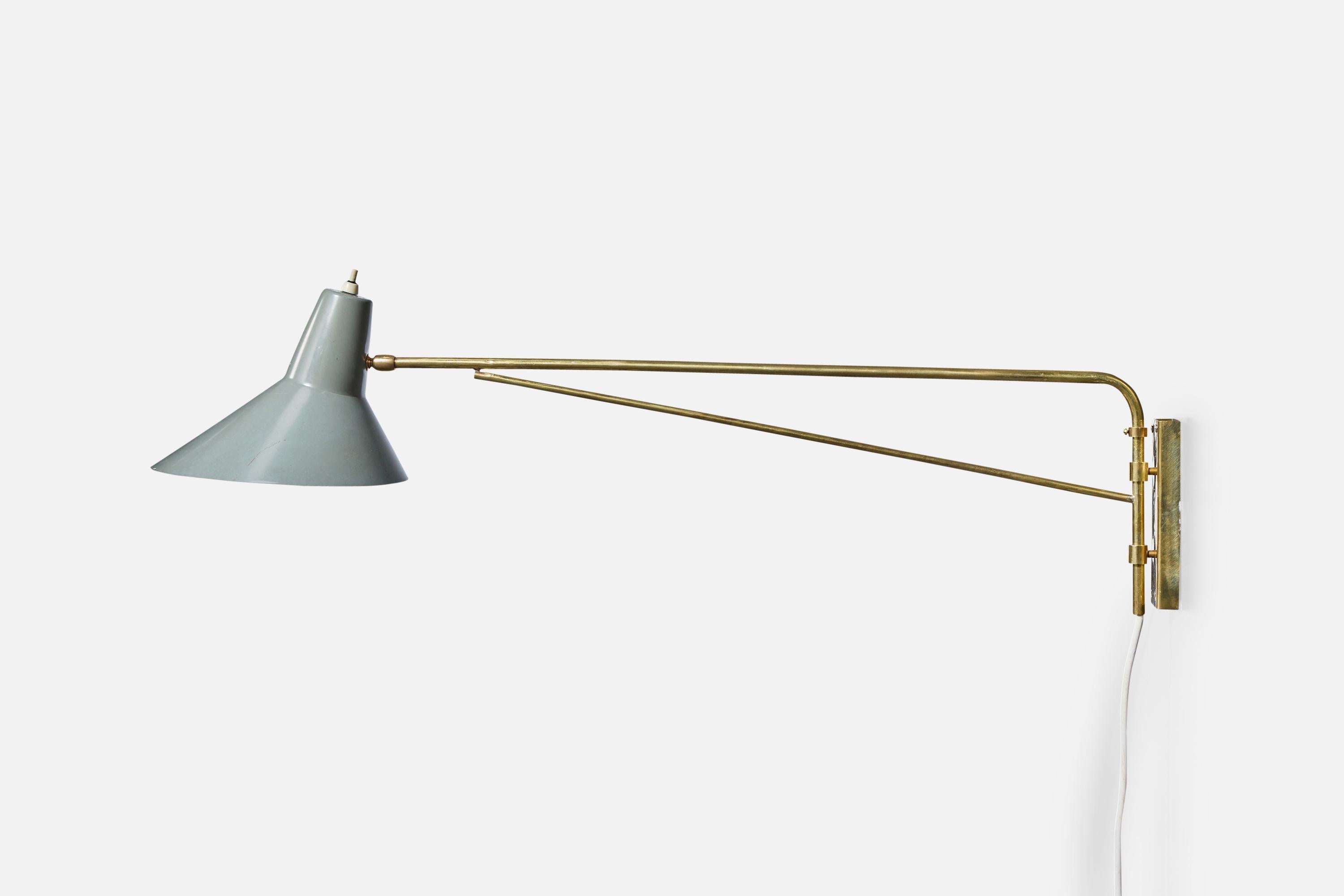 Francese Lampada da parete di design francese, ottone, metallo, Francia, anni '50 in vendita