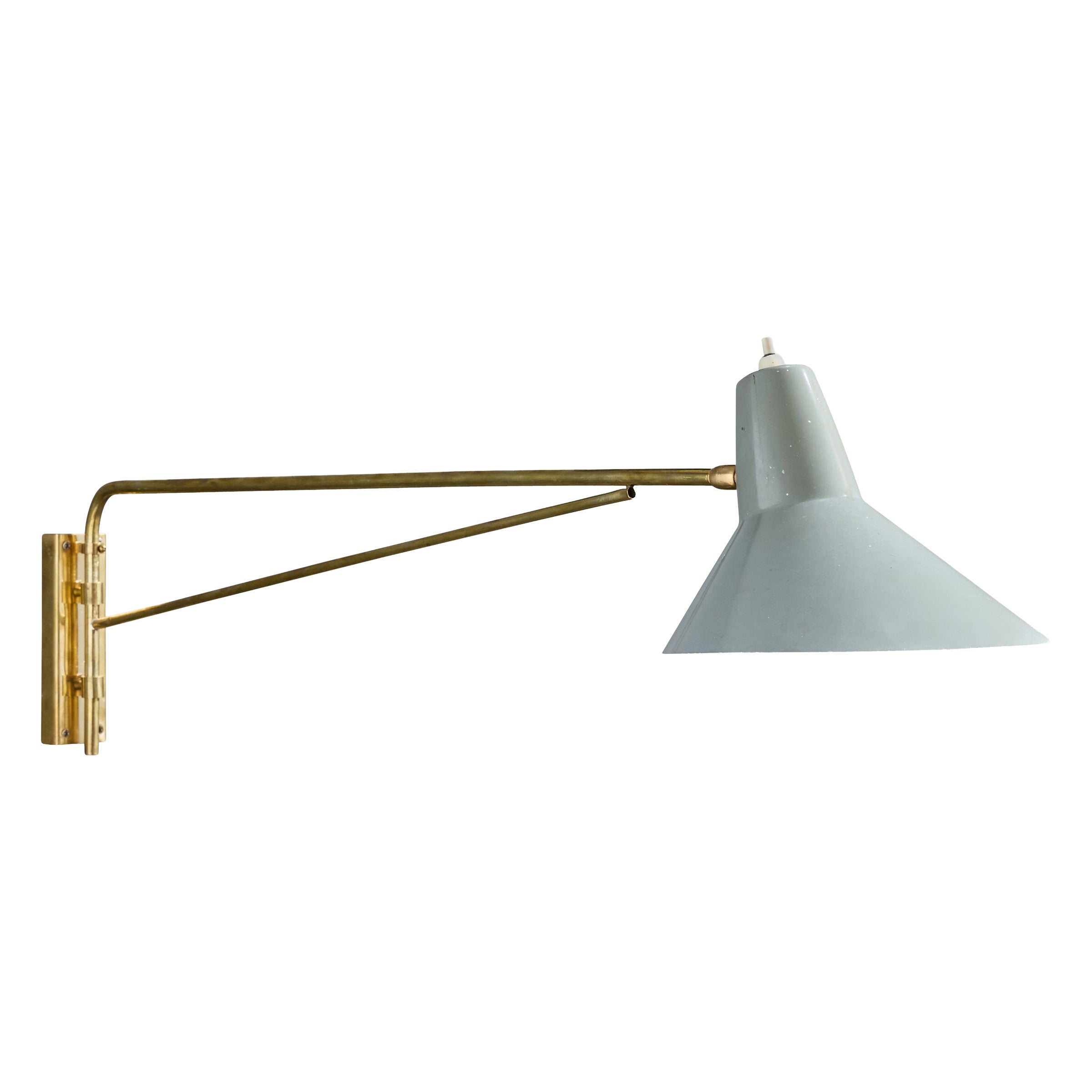 French Designer, Wall Light, Brass, Metal, France, 1950s