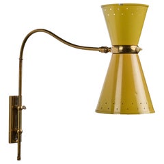 French Designer, Wall Light, Brass, Metal, France, 1950s