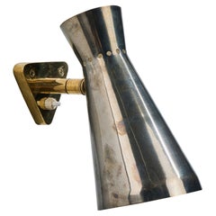 French Designer, Wall Light, Brass, Metal, France, 1950s