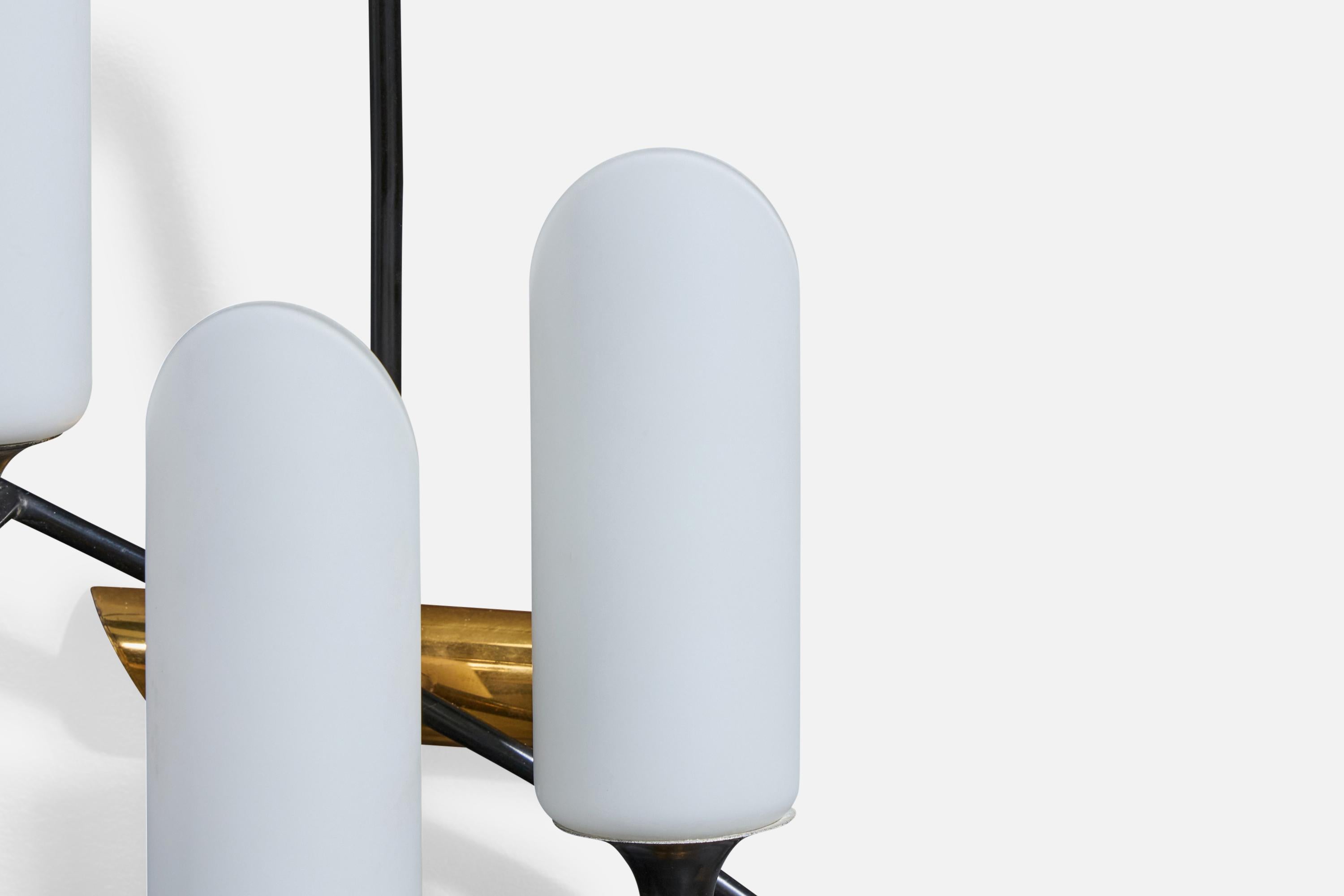 Lampada da parete di design francese, ottone, metallo, vetro, Francia, anni '50 in vendita 3