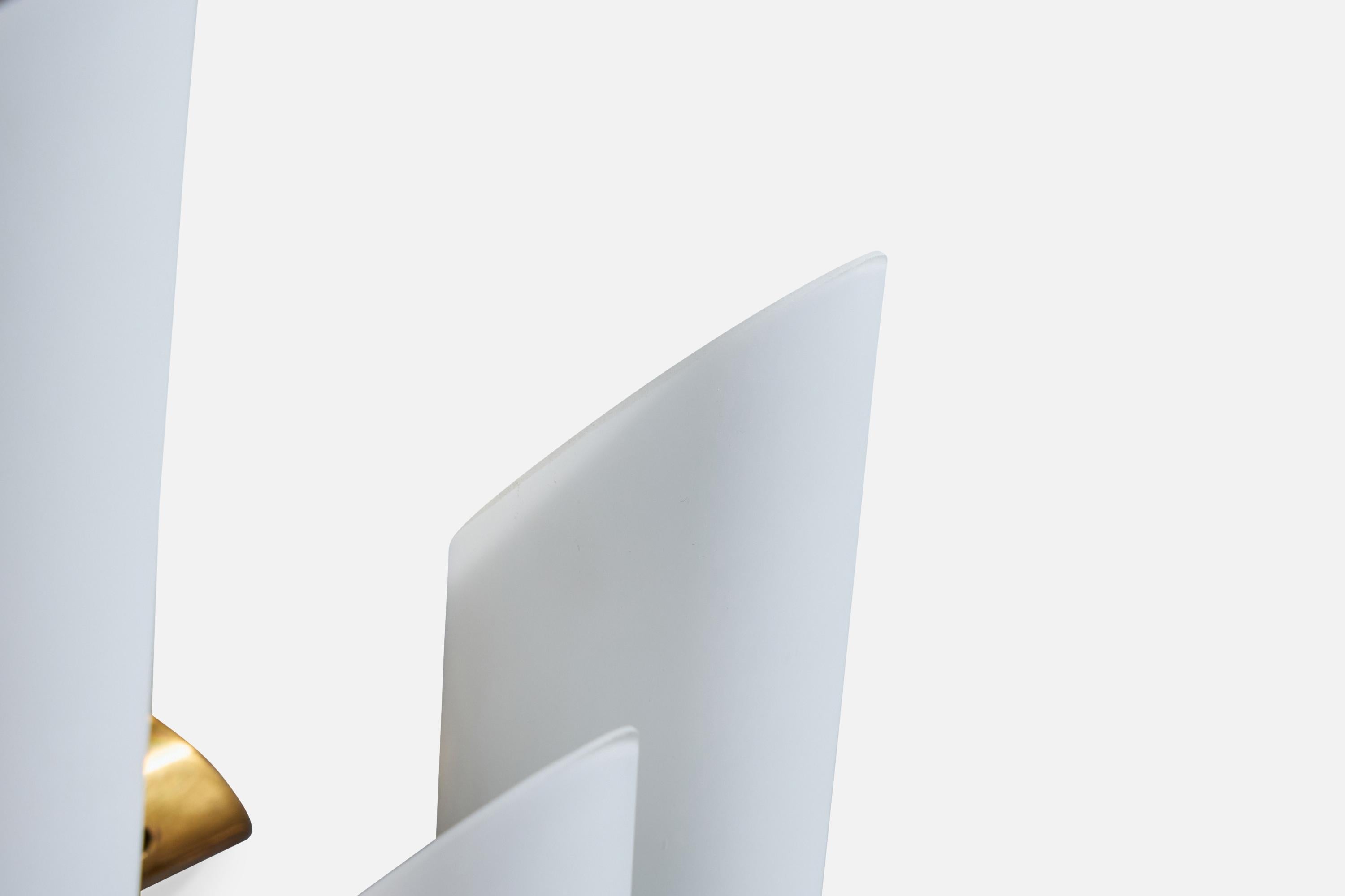 Lampada da parete di design francese, ottone, metallo, vetro, Francia, anni '50 in vendita 4