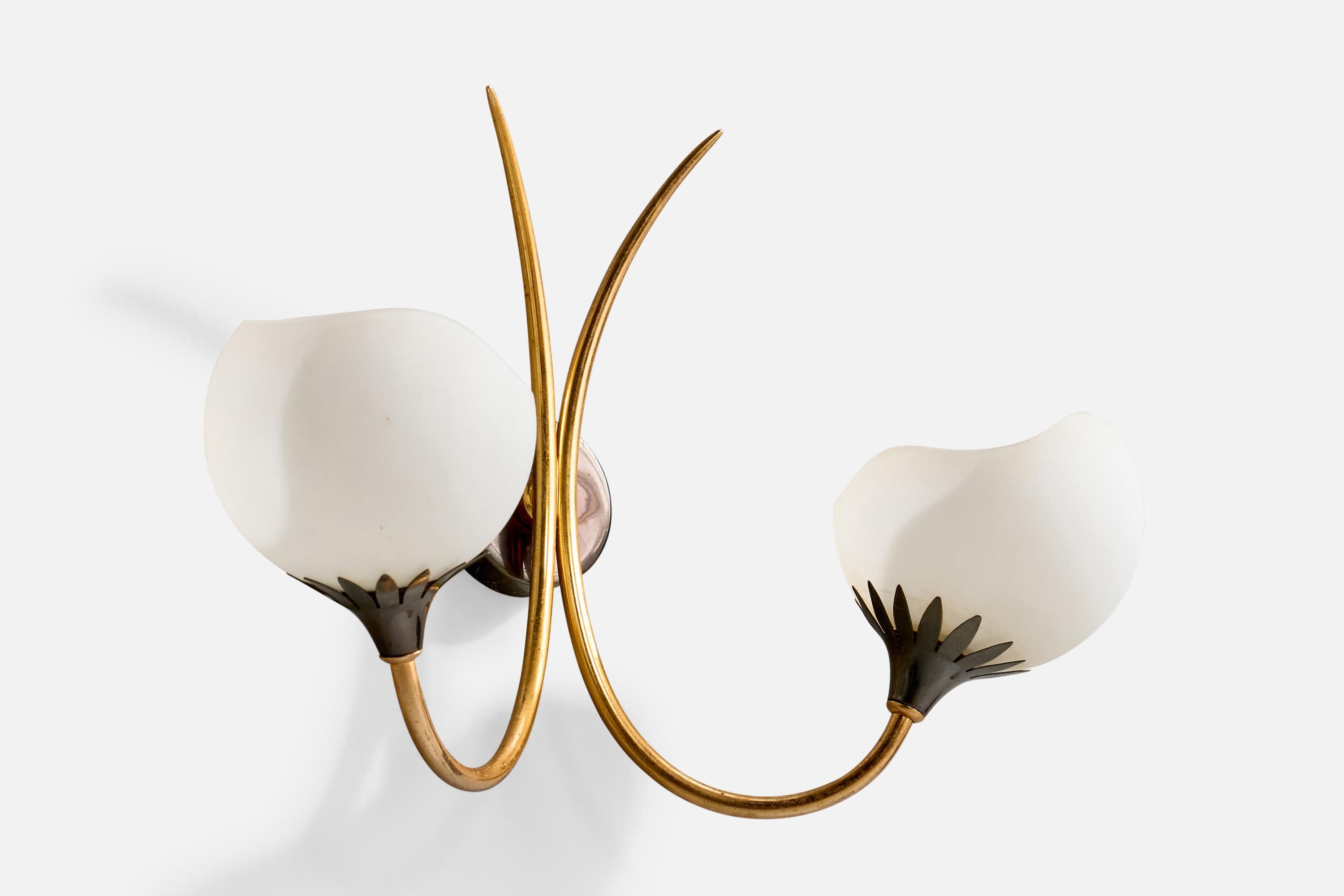 Mid-Century Modern Design/One, Design-Light, laiton, métal, verre, France, années 1950 en vente
