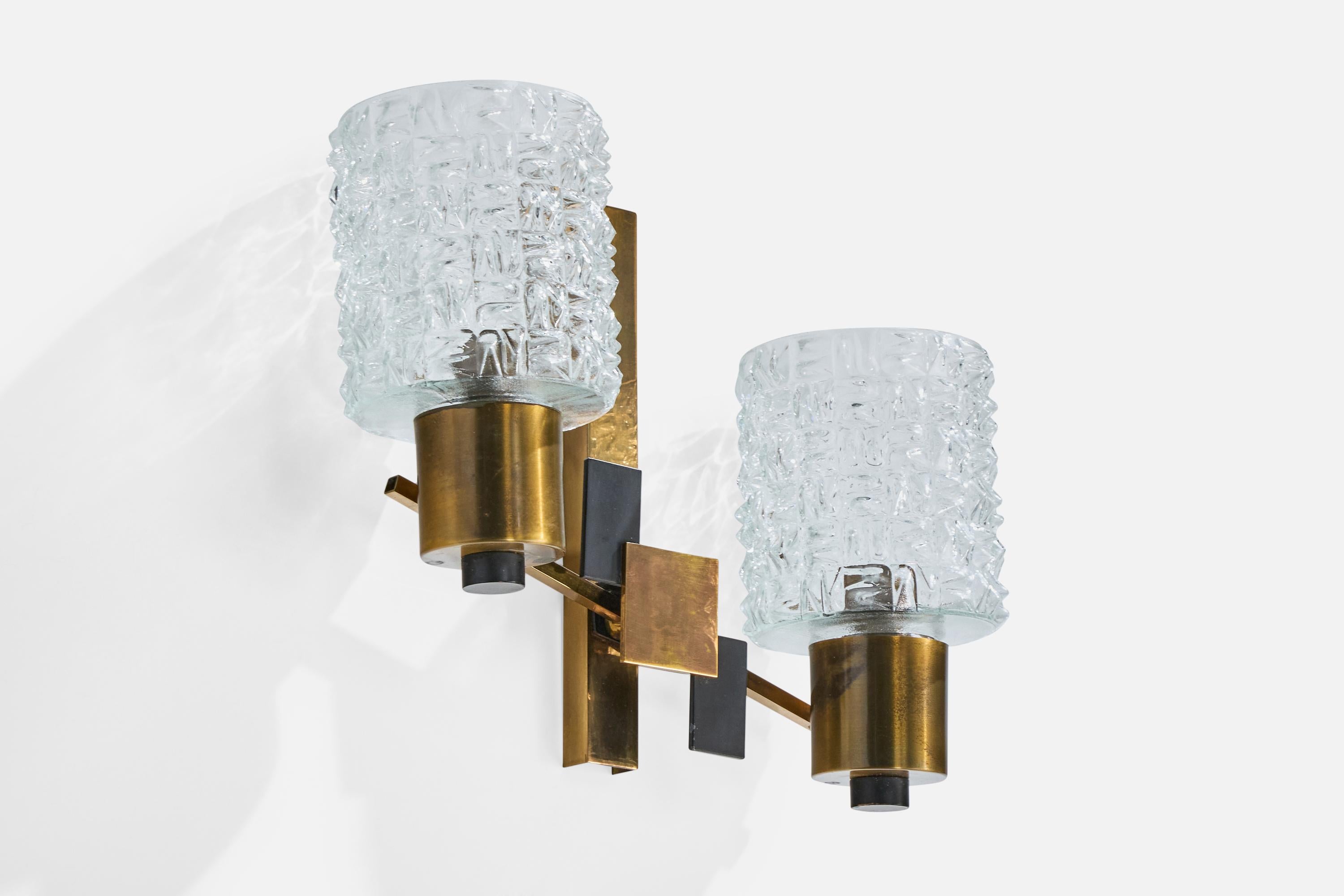 Mid-Century Modern Design/One, Design-Light, laiton, métal, verre, France, années 1950 en vente