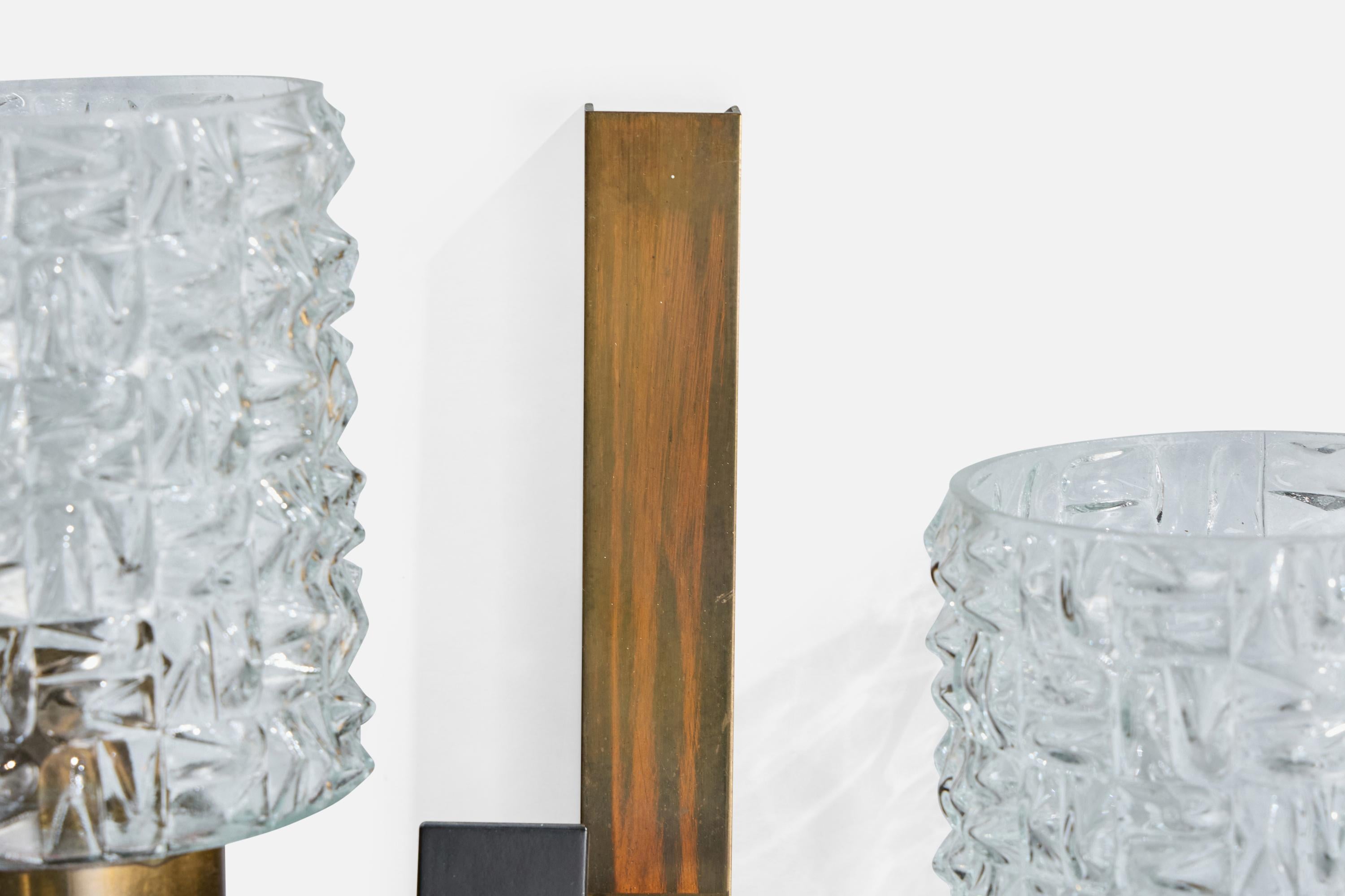 Milieu du XXe siècle Design/One, Design-Light, laiton, métal, verre, France, années 1950 en vente