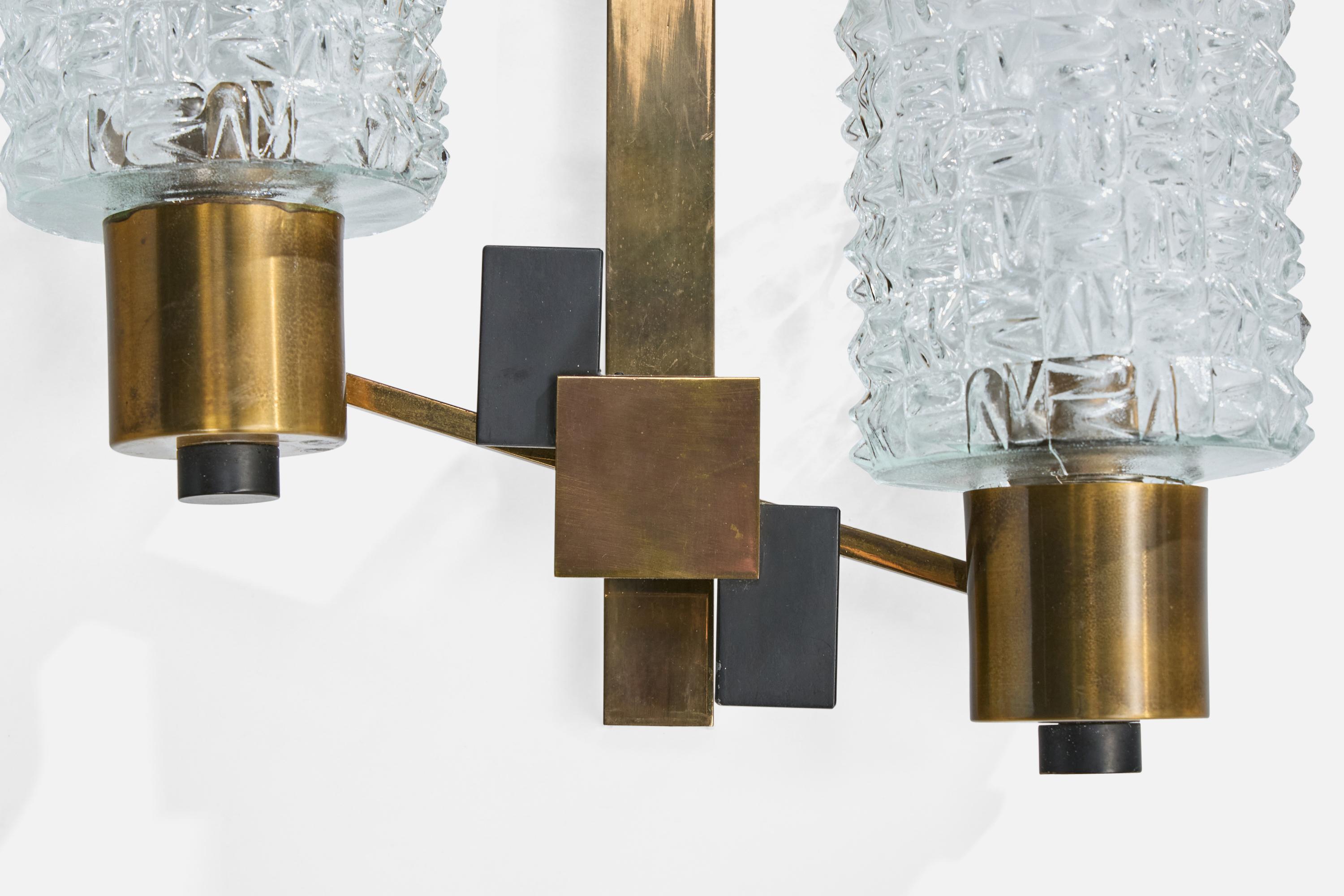 Verre Design/One, Design-Light, laiton, métal, verre, France, années 1950 en vente