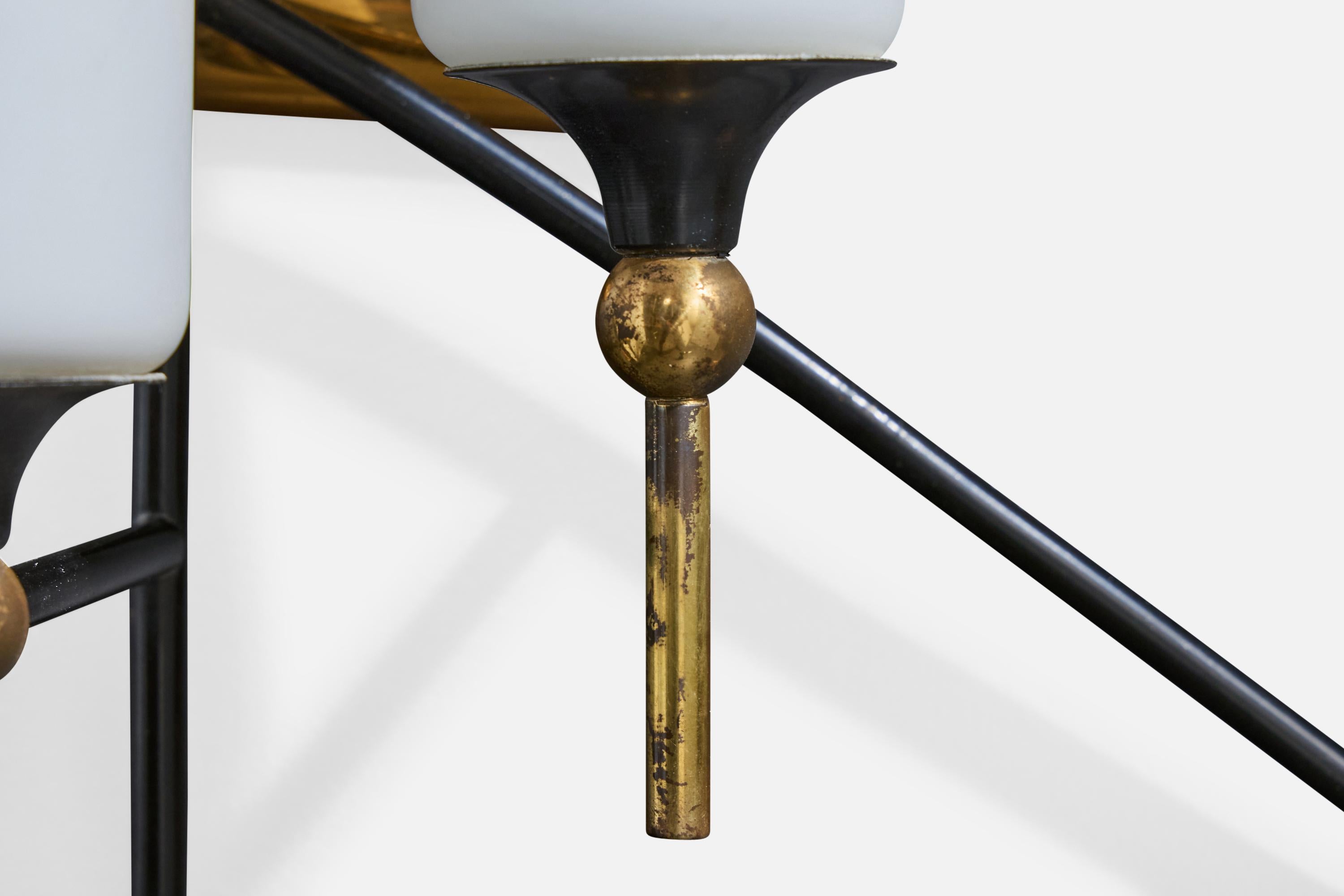 Lampada da parete di design francese, ottone, metallo, vetro, Francia, anni '50 in vendita 2