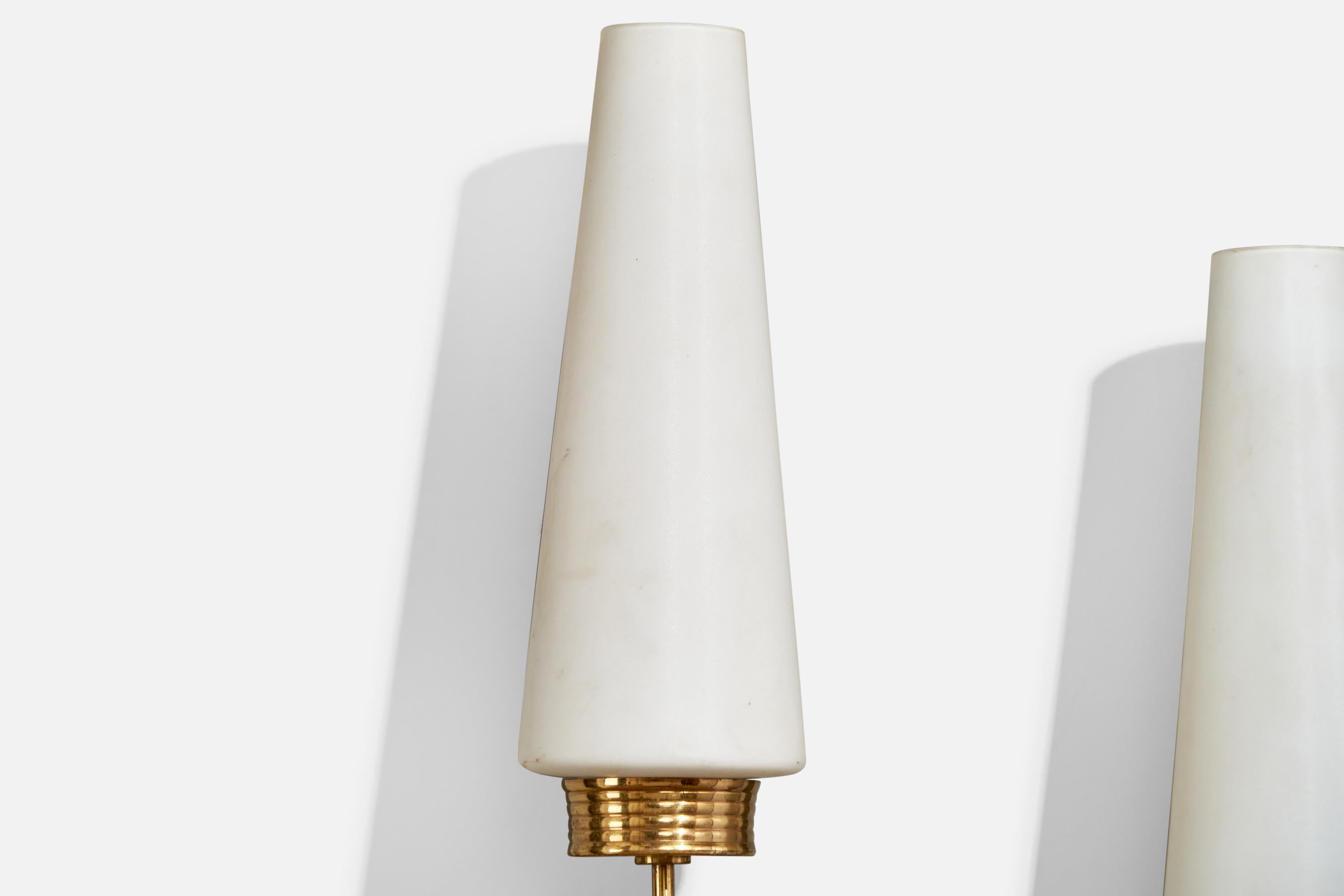 Lampada da parete di design francese, ottone, legno, vetro, Francia, anni '50 in vendita 4