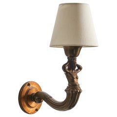 French Designer, Wall Light, Bronze, Fabric, France, 1920s French Designer, Wall Light, Bronze, Fabric, France, 1920s