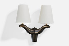 French Designer, Wall Light, Ceramic, Fabric, France, 1960s