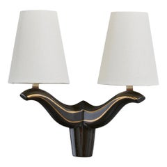 French Designer, Wall Light, Ceramic, Fabric, France, 1960s