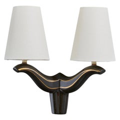 French Designer, Wall Light, Ceramic, Fabric, France, 1960s French Designer, Wall Light, Ceramic, Fabric, France, 1960s