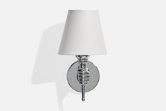 French Designer, Wall Light, Chrome, Fabric, France 1950s