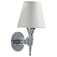 French Designer, Wall Light, Chrome, Fabric, France 1950s