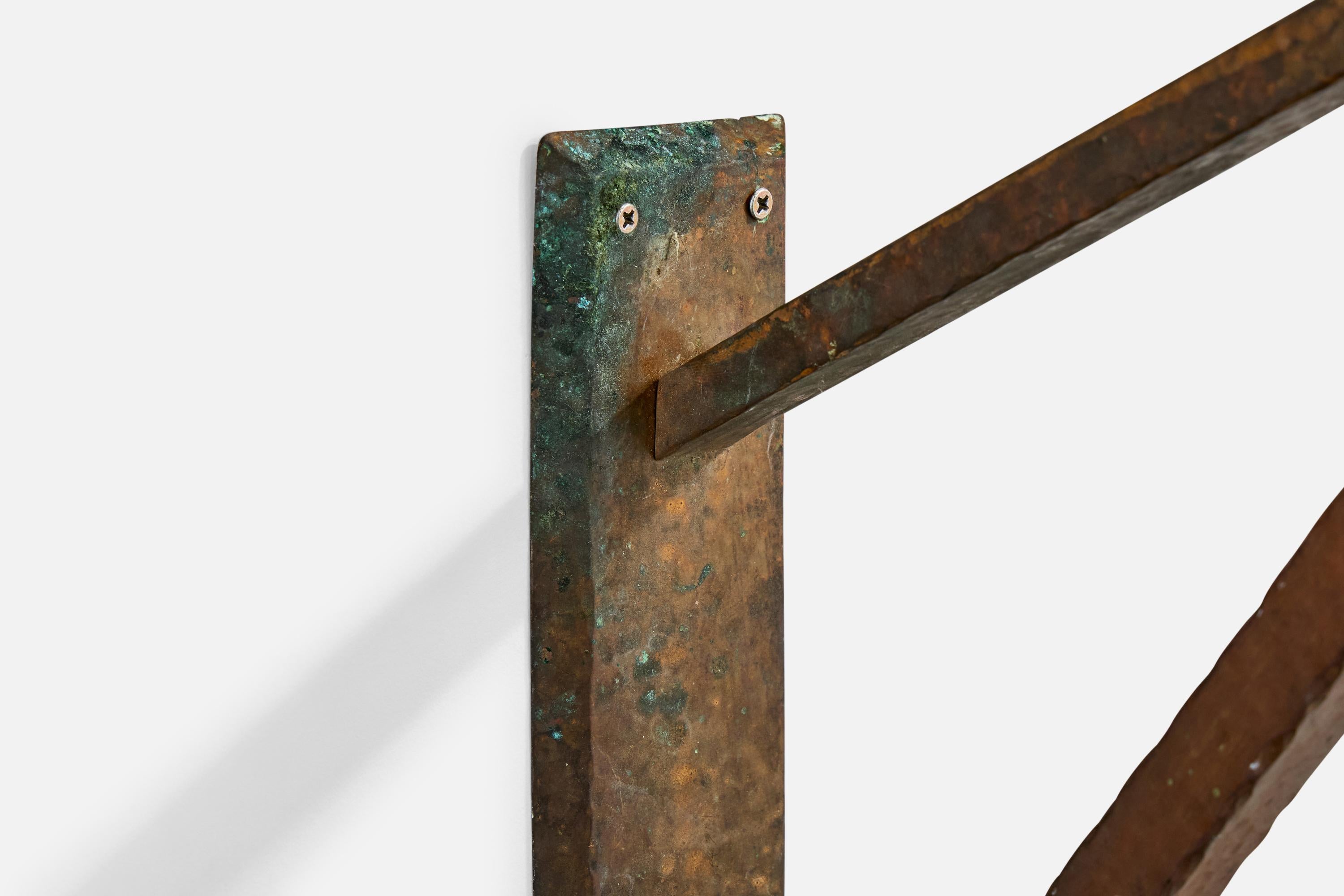 French Designer, Wall Light, Copper, France, 1930s For Sale 1