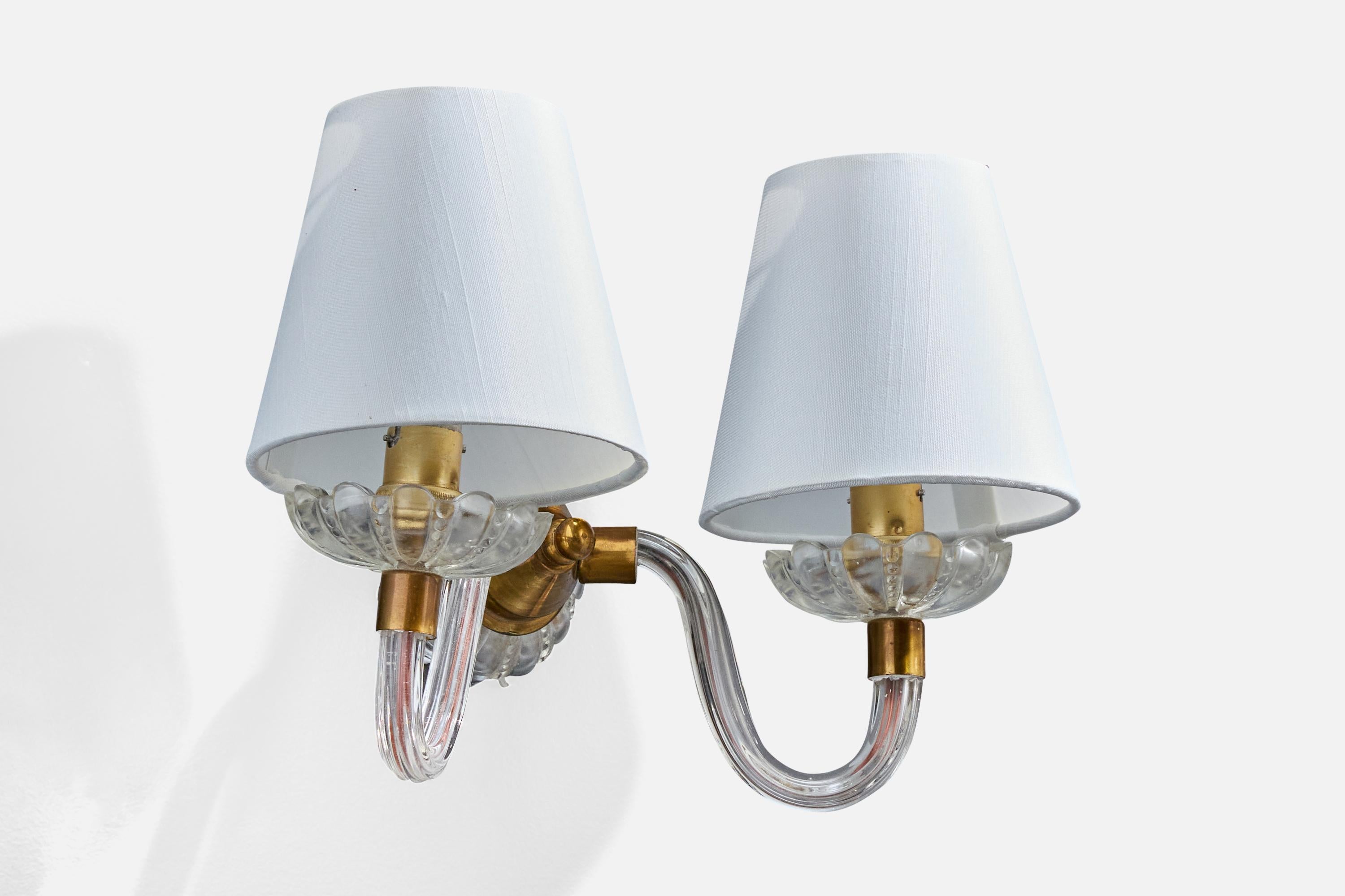 Diseñador francés, Aplique, Cristal, Latón, Tela, Francia, Años 50 Francés en venta