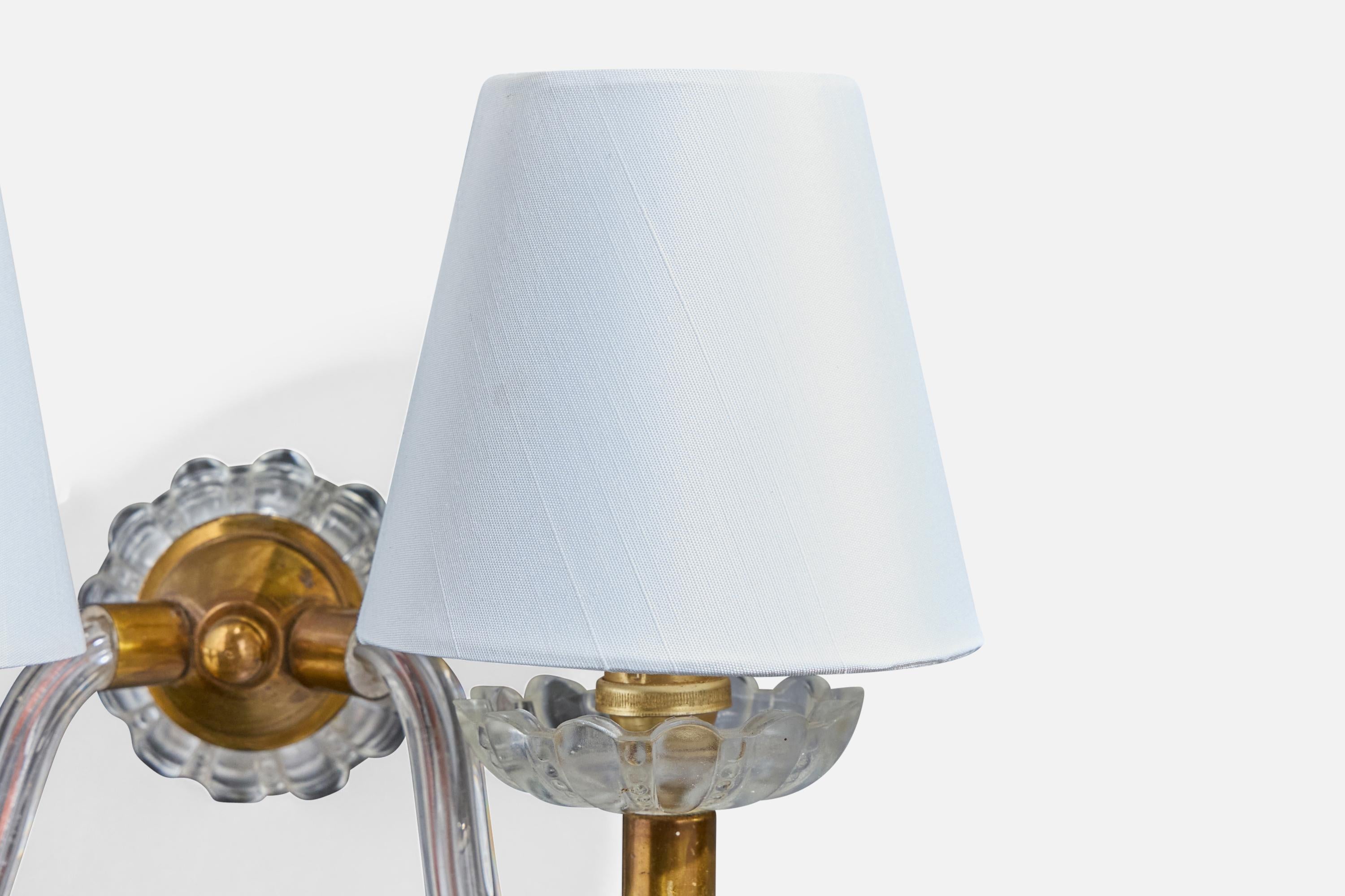 Diseñador francés, Aplique, Cristal, Latón, Tela, Francia, Años 50 en venta 2