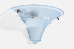French Designer, Wall Light, Glass, Brass, France, 1940s