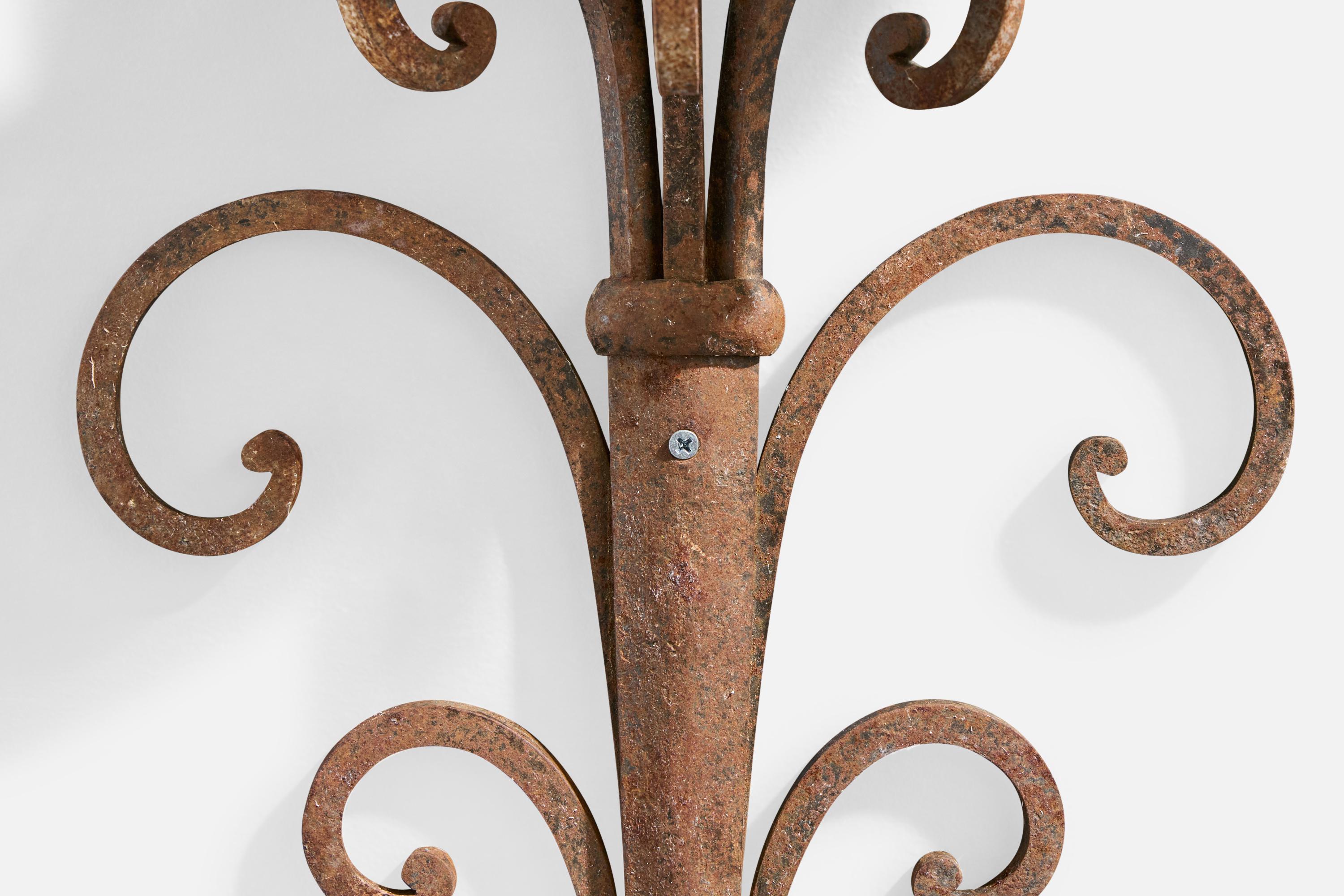 Designer français, Design-Light, fer, laiton, tissu, France, années 1940 en vente 2