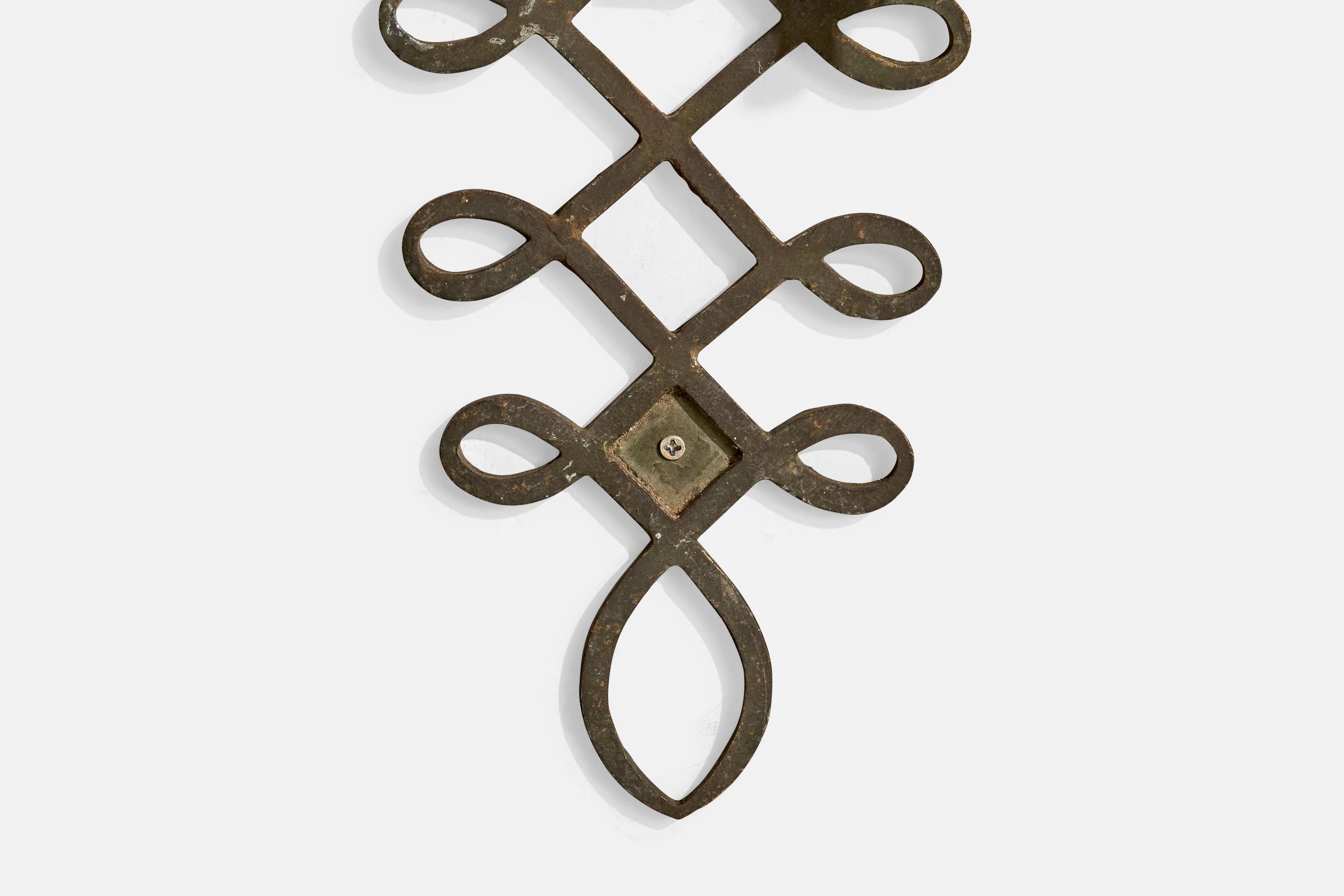 French Designer, Wall Light, Iron, Fabric, France, 1940s 4