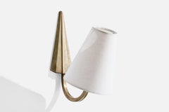 French Designer, Wall Light, Metal, Fabric, France, 1940s