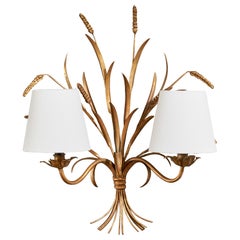 French Designer, Wall Light, Metal, Fabric, France, 1940s