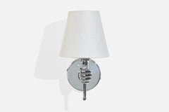 French Designer, Wall Light, Metal, Fabric, France, 1950s