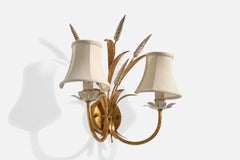 French Designer, Wall Light, Metal, Fabric, France, 1950s