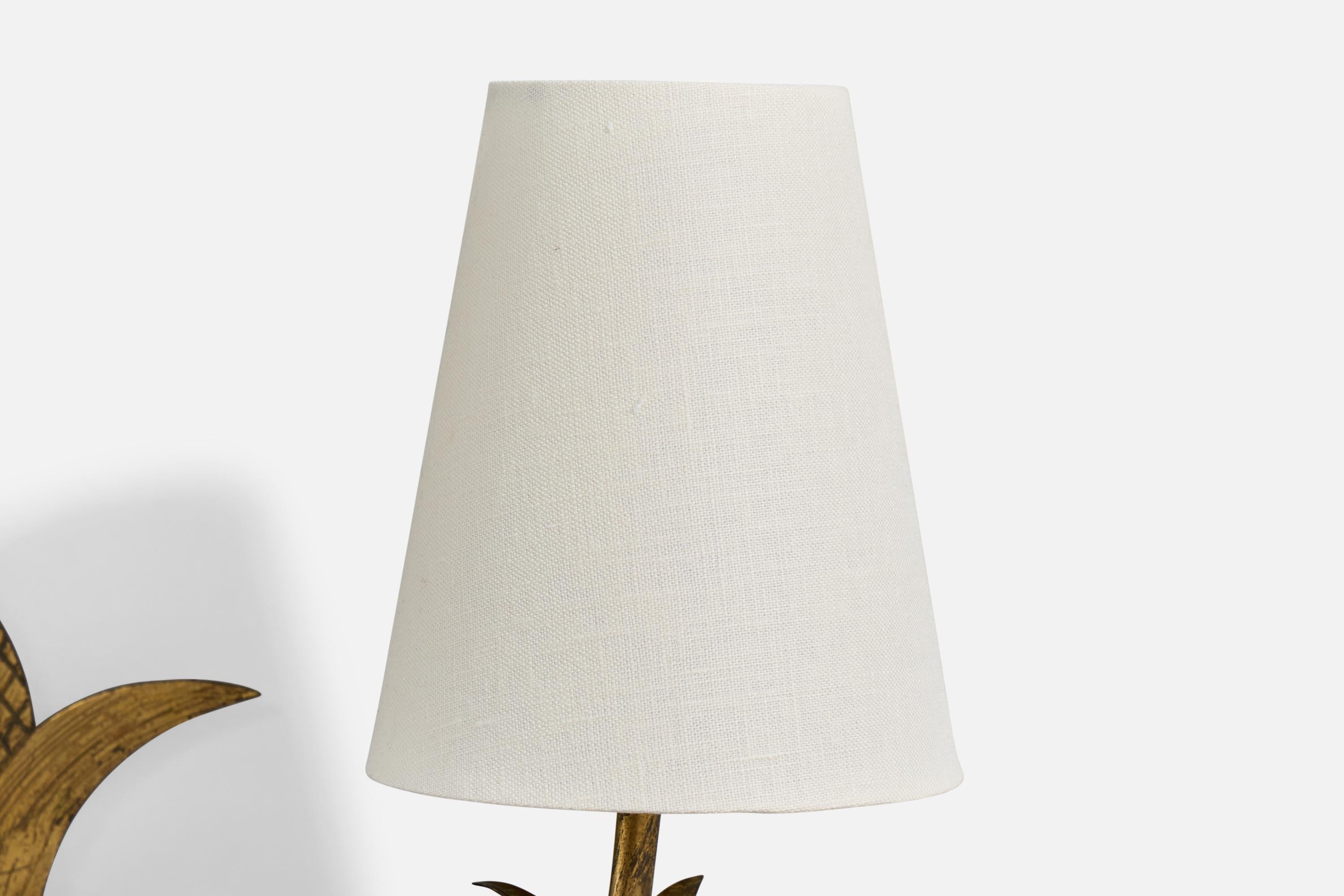 French Designer, Wall Light, Metal, Fabric, France, 1950s 2