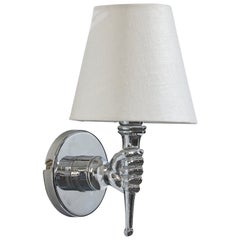 French Designer, Wall Light, Metal, Fabric, France, 1950s
